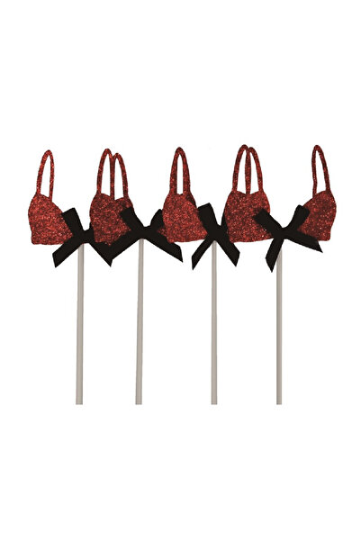 Mirific Party Cake topper set, black and red with glitter (bustier)