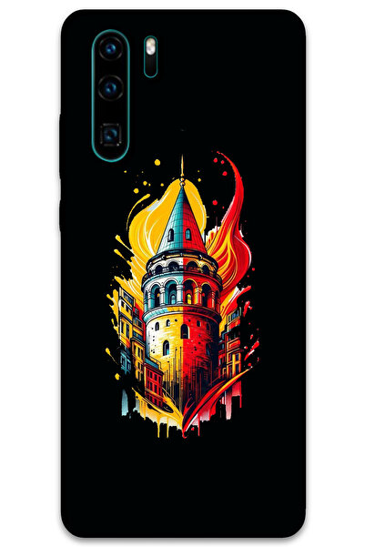 MRCİLETİSİM غطاء خلفي لهاتف هواوي P30 برو بنمط HD مطبوع - أصفر أحمر جالاتا