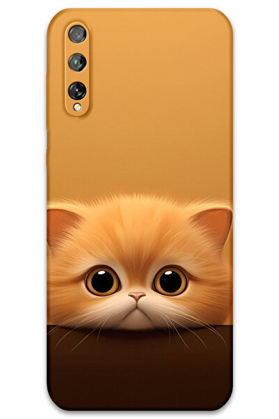 MRCİLETİSİM غطاء خلفي لهاتف هواوي P Smart S / Y8P بنمط HD مطبوع - قطة صفراء