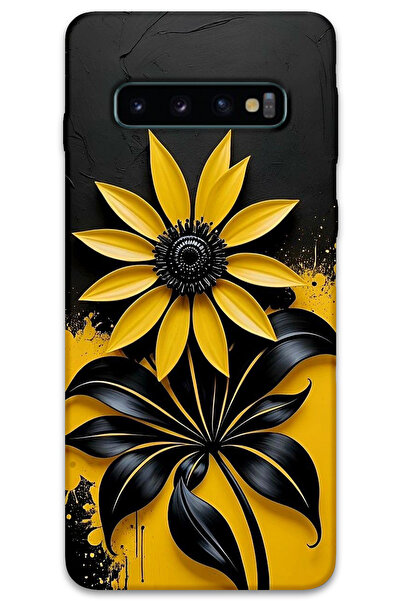 MRCİLETİSİM غطاء خلفي لهاتف سامسونج جالاكسي S10 بلس بنمط HD مطبوع - زهرة صفرا...