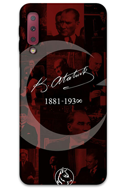 MRCİLETİSİM غطاء خلفي لهاتف سامسونج جالاكسي A7 2018 بنمط HD مطبوع - نجمة أتاتورك