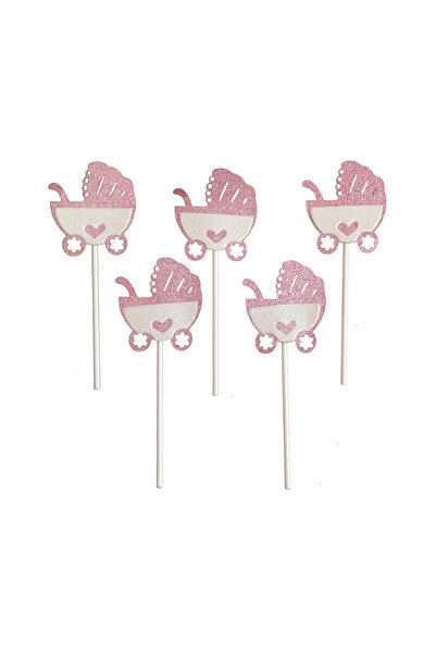 Mirific Party White and pink glitter topper set, baby carriage