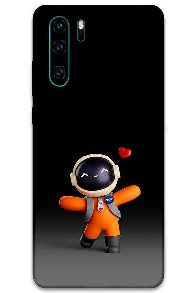 MRCİLETİSİM غطاء خلفي لهاتف هواوي P30 Pro بنمط HD مطبوع - قلب رائد الفضاء