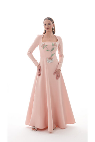 MOONDRESS KADIN ABİYE İŞLEME DETAYLI ŞIK UZUN ELBİSE