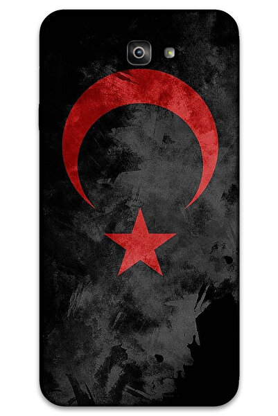 MRCİLETİSİM غطاء خلفي لهاتف سامسونج جالاكسي J7 برايم HD Pattern مطبوع - علم أسود