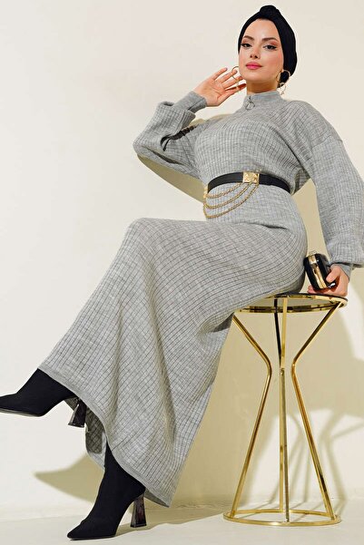 Hiccup Bdart Mock Neck Ribbed Knitwear Dress