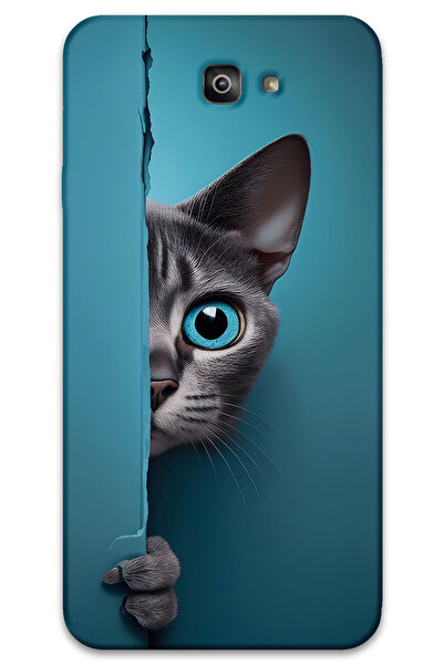 MRCİLETİSİM غطاء خلفي لهاتف سامسونج جالاكسي J7 برايم HD Pattern مطبوع - قطة ذ...