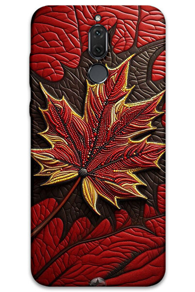 MRCİLETİSİM غطاء خلفي لهاتف هواوي ميت 10 لايت بنمط HD مطبوع - أوراق حمراء