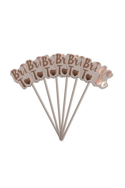 Mirific Party White and Gold Cake Topper Set, 14.5×5.5 cm, 'Bride to Be' - PPQT9995