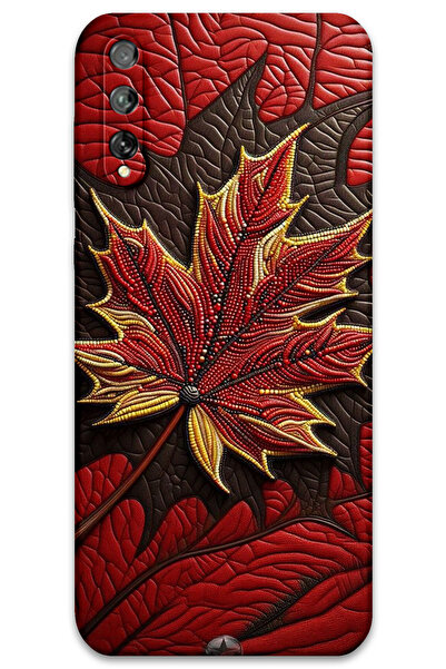 MRCİLETİSİM غطاء خلفي لهاتف هواوي P Smart S / Y8P بنمط HD مطبوع - أوراق حمراء