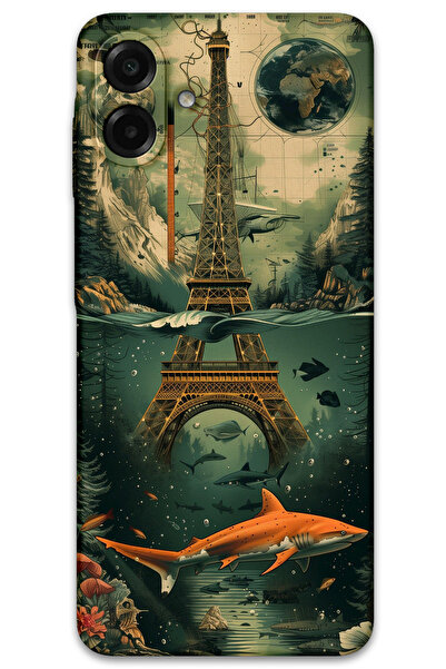 MRCİLETİSİM غطاء خلفي لهاتف سامسونج جالاكسي A07 بنمط HD مطبوع - برج ايفل الفني