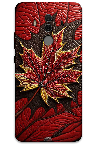 MRCİLETİSİM غطاء خلفي لهاتف هواوي ميت 10 برو بنمط HD مطبوع - أوراق حمراء