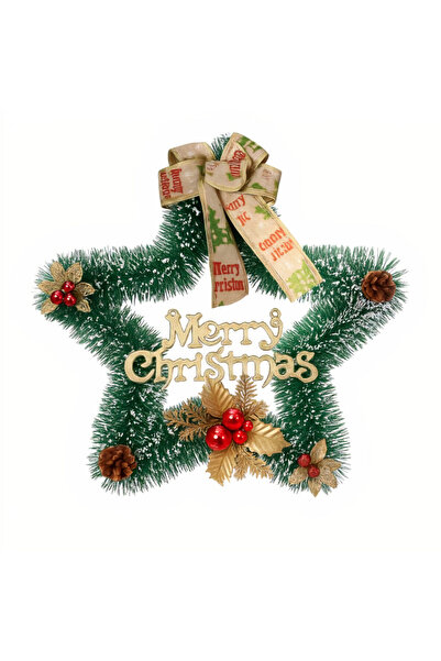 Poro Online Coroană decorativă model stea 40 cm cu fundă și diverse ornamente