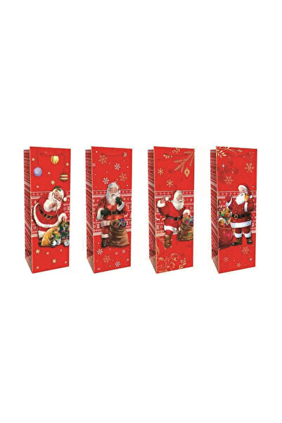 Mirific Party Set de 4 pungi cadou roșii, 36×12,7×8,3 cm, Moș Crăciun