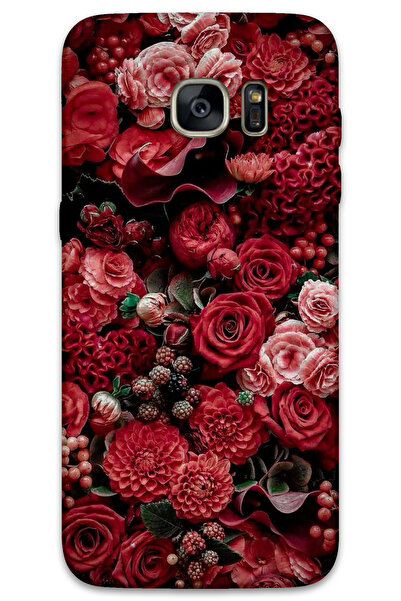 MRCİLETİSİM غطاء خلفي لهاتف سامسونج جالاكسي S7 إيدج بنمط HD مطبوع - ورود