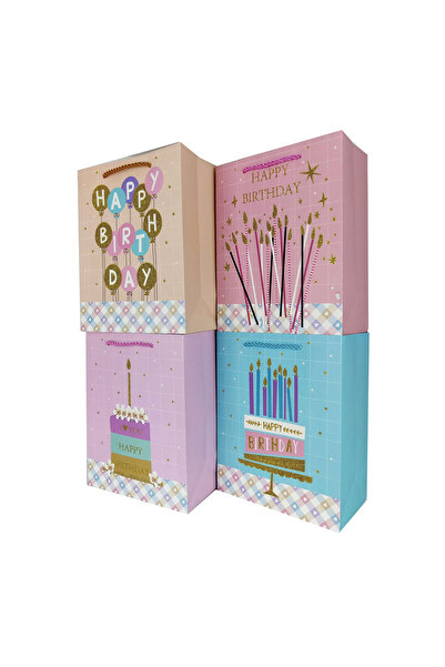 Mirific Party Set de 4 pungi cadou multicolore, 23 x 18 x 10 cm, la mulți ani...