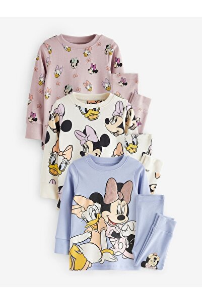 Next Baby Cotton Mickey Mouse Patterned Pajamas 3-Piece Bottom Top Set