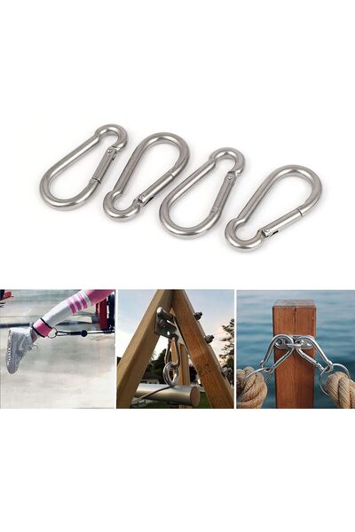 genernic 3.15 Inch Spring Snap Hook Carabiner 4-Pack - Heavy Duty Stainless Steel