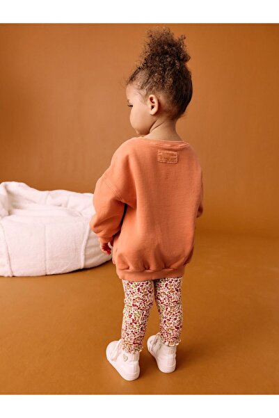 Next Baby Cotton Orange Pumpkin Patterned Sweatshirt Bottom Top Set