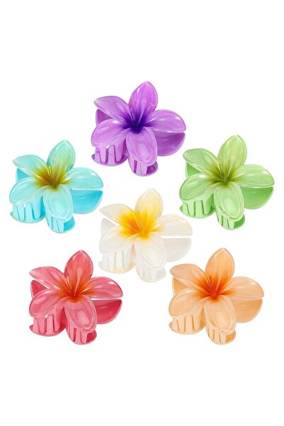 Sky Shine Flower Hair Clips for Women 6 Pack Hawaiian Plumeria Claw Clips