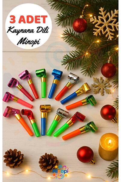 Minopi 3 Adet Yılbaşı Uzayan Düdük Kaynana Dili Rengarenk Parti ve Doğum Günü Düdüğü