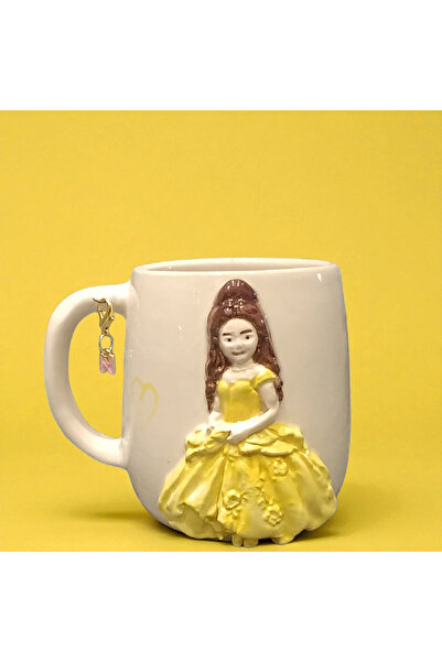 Boni Bon Collection Design كوب سيراميك مصنوع يدويًا بتصميم الأميرة مع نقش ثلاثي الأبعاد وهدية