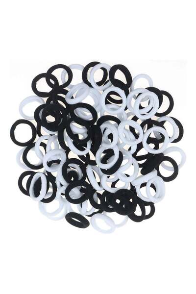 Sky Shine 100 Pack Nylon Small Hair Ties Seamless Ponytail Holder (Black and White)