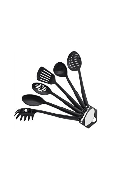 OEM Astro 6-piece Kitchen Utensil Set, Food-Grade Silicone and Plastic, Heat-Resistant, Non-Stick, Black