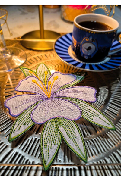 Agbtrend 2 Adet Mor Zambak Nakışlı Sunum ve Kokteyl Peçetesi