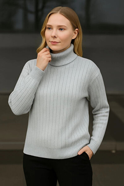 velmorafashion Velmora Premium Turtleneck Knitted Sweater - Gray