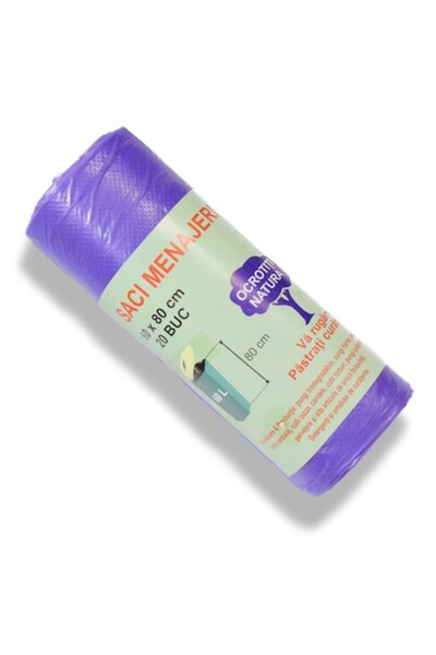 OEM DCA Colored Trash Bags, 60 x 80 cm, 60 L, 20 pcs/roll, Purple