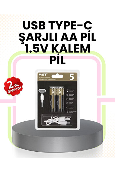 ALETOOLS Tekrar Şarj Edilebilir AA USB Type-C Pil | 1000+ Döngü | 1.5V Sabit ...