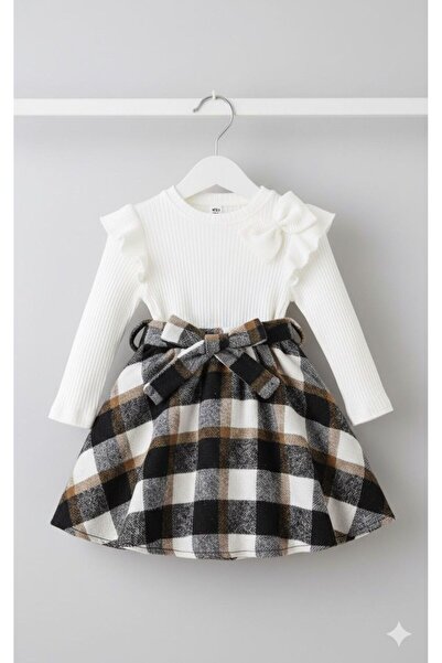 TREND NATURAL Girl's Baby Plaid Woodcutter Skirt Combed Cotton Badi Suit Set 3 Years-8 Years