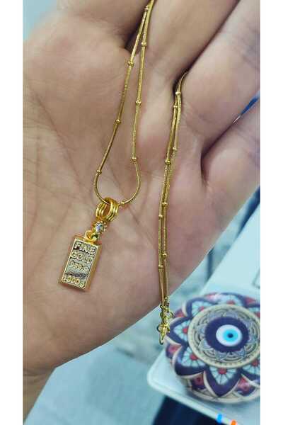 şinda takı zirkon taşlı külçe gram bijuteri- ince dorika zincirli kararmaz kolye