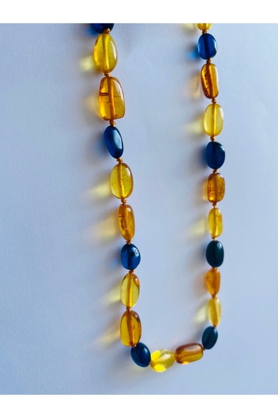 NİSSBEBE Certified Original Drop Amber Baby Kids Necklace and Adult Turquoise Bracelet