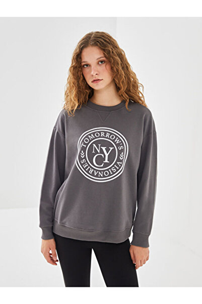 LC Waikiki Crew Neck Printed Oversize Women's Sweatshirt