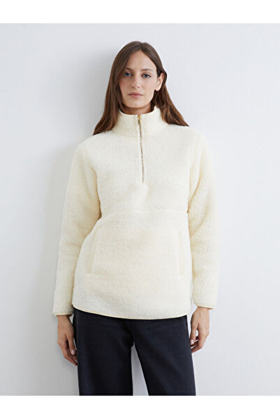 LC Waikiki ياقة مرتفعة متوسطة الطول سويت شيرت نسائي من القطيفة