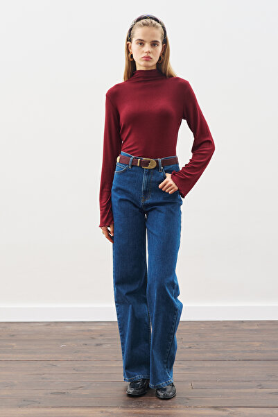 Manuka Fisherman Collar Bluz Bordo