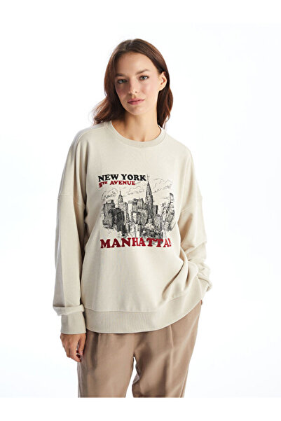 LC Waikiki طاقم الرقبة المطبوعة البلوز المرأة كبيرة الحجم