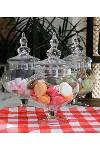Store Cam Kapaklı Ayaklı Sunumluk Drajelik ve Kurabiyelik 20 Cm