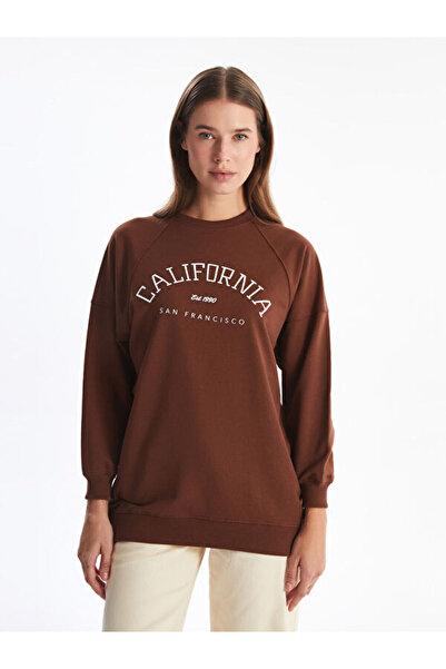 LC Waikiki Hanorac de damă oversize cu imprimeu cu guler rotund tunică