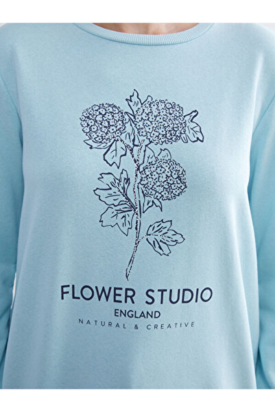 LC Waikiki Γυναικείο φούτερ με λουλούδια με λαιμόκοψη