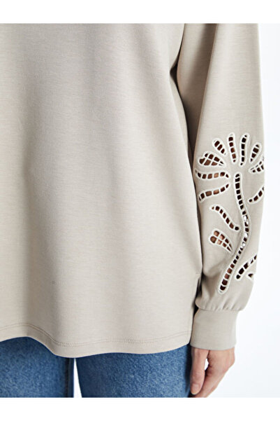 LC Waikiki Crew Neck Openwork Oversize Women's Sweatshirt