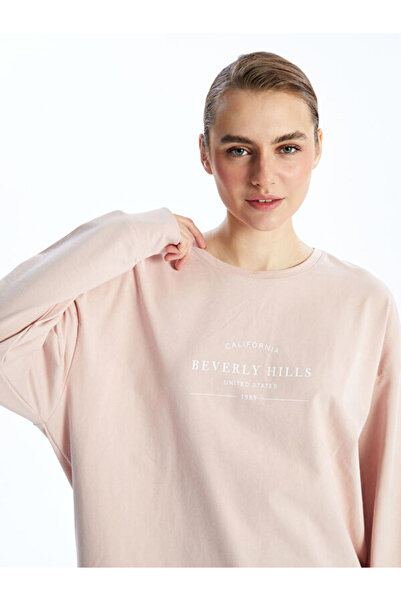 LC Waikiki طاقم الرقبة المطبوعة البلوز المرأة كبيرة الحجم