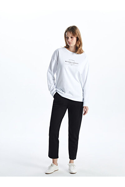 LC Waikiki Crew Neck Printed Oversize Women's Thick Sweatshirt