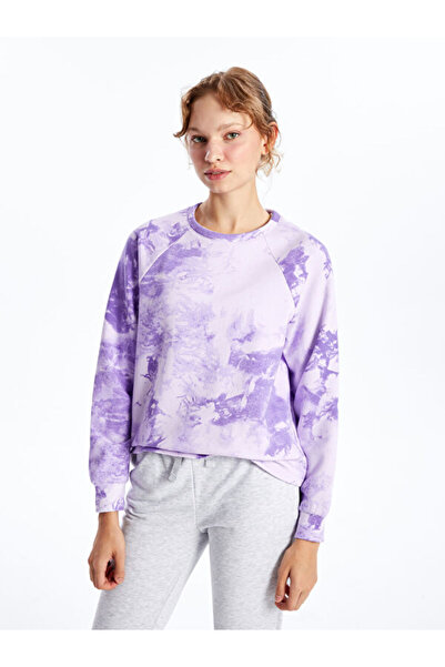 LC Waikiki Crew Neck Tie-Dye Patterned Women's Thick Sweatshirt
