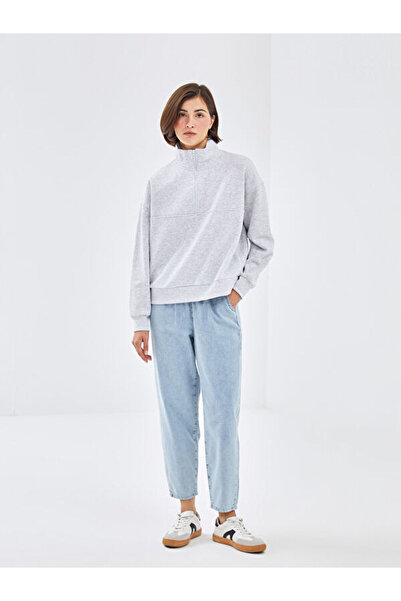 LC Waikiki Stand Collar Oversize Women's Thick Sweatshirt