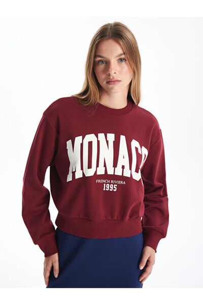 LC Waikiki طاقم الرقبة المطبوعة المعتاد البلوز المرأة سميكة