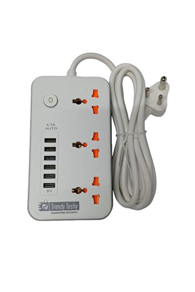 Zen Store Trendy Techy Rapid Connect Surge Shield 2500W with 6 USB Ports (4.1A) - White