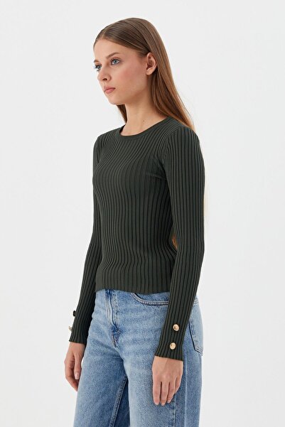 Shopping Shop Μανίκια με κουμπιά κοτλέ Μπλούζα ΠΡΑΣΙΝΗ